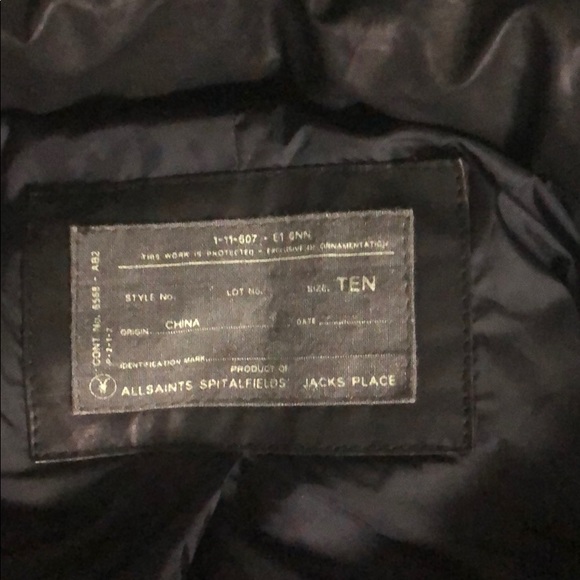 Authentic All Saints Puffer Vest . Size 10 cold weather - Picture 5 of 5